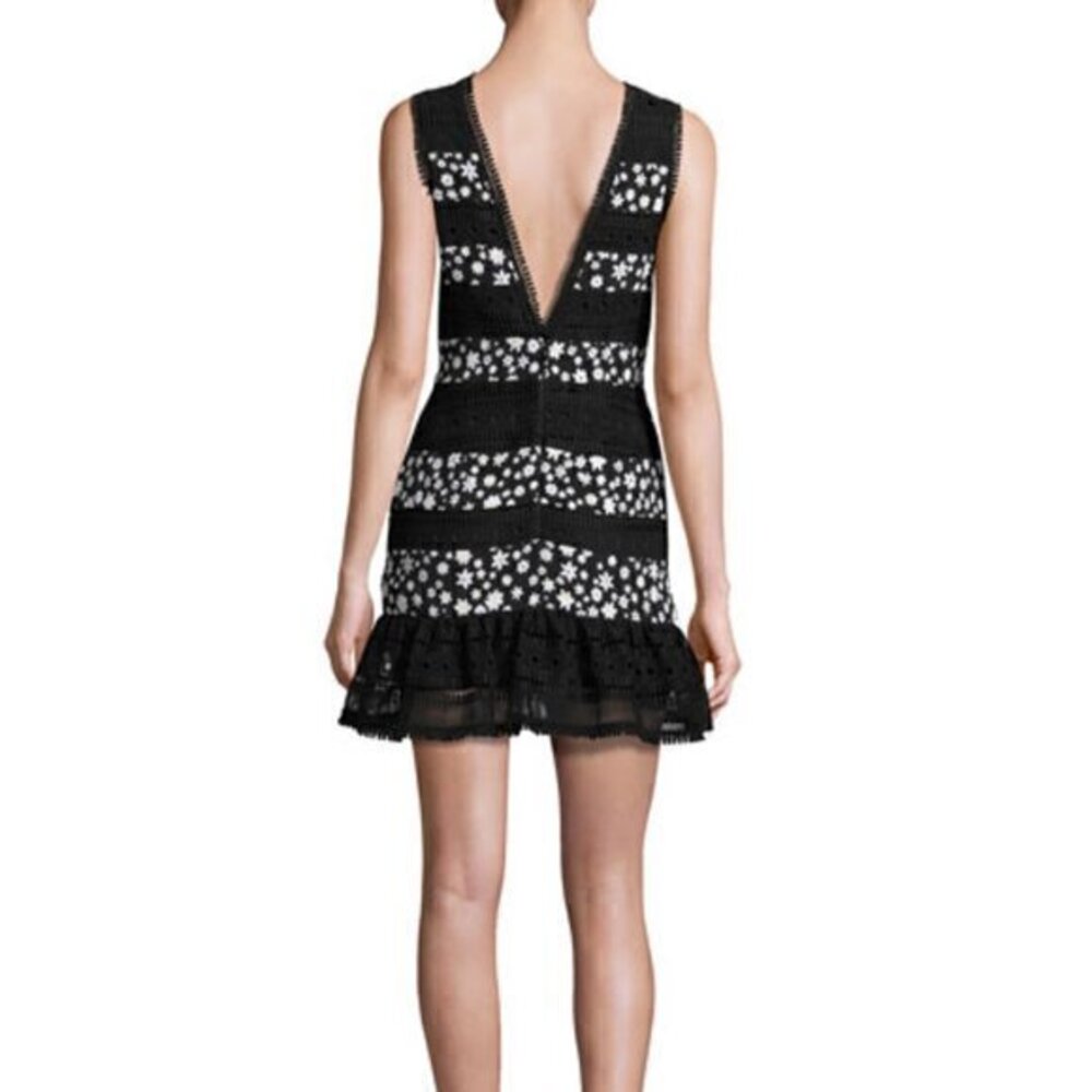 n/nicholas Daisy Paneled Lace Flounce-Hem‎ Dress